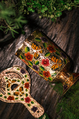 Mixing Glass Hand Painted Mariposa 049