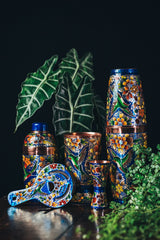 Hand Painted Set Colibrí Azul 0056