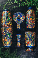 Hand Painted Set Colibrí Azul 0056