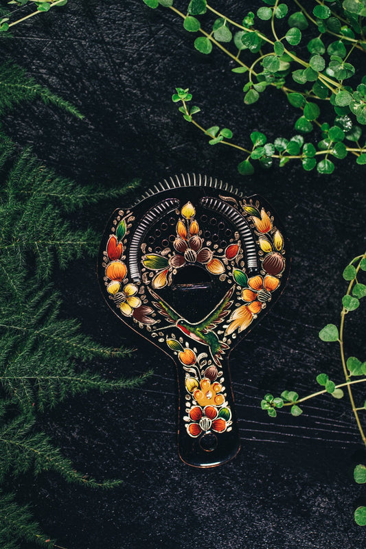 Strainer Hand Painted Colibrí Negro 077