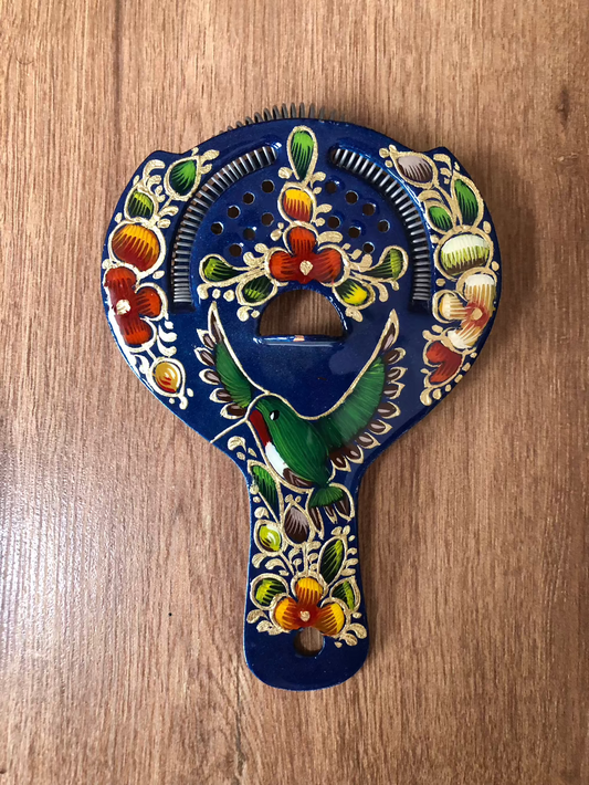 #PerfectlyImperfect Hand-Painted Strainer Colibri Azul 058