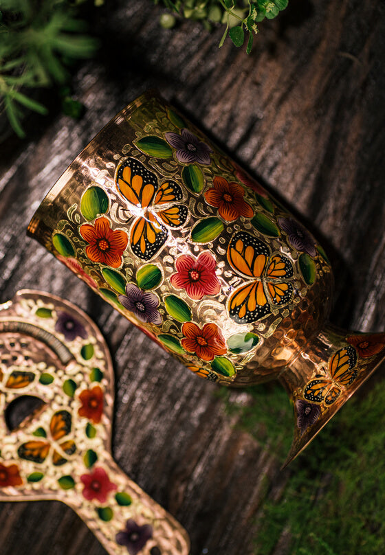 Mixing Glass Hand Painted Mariposa 049