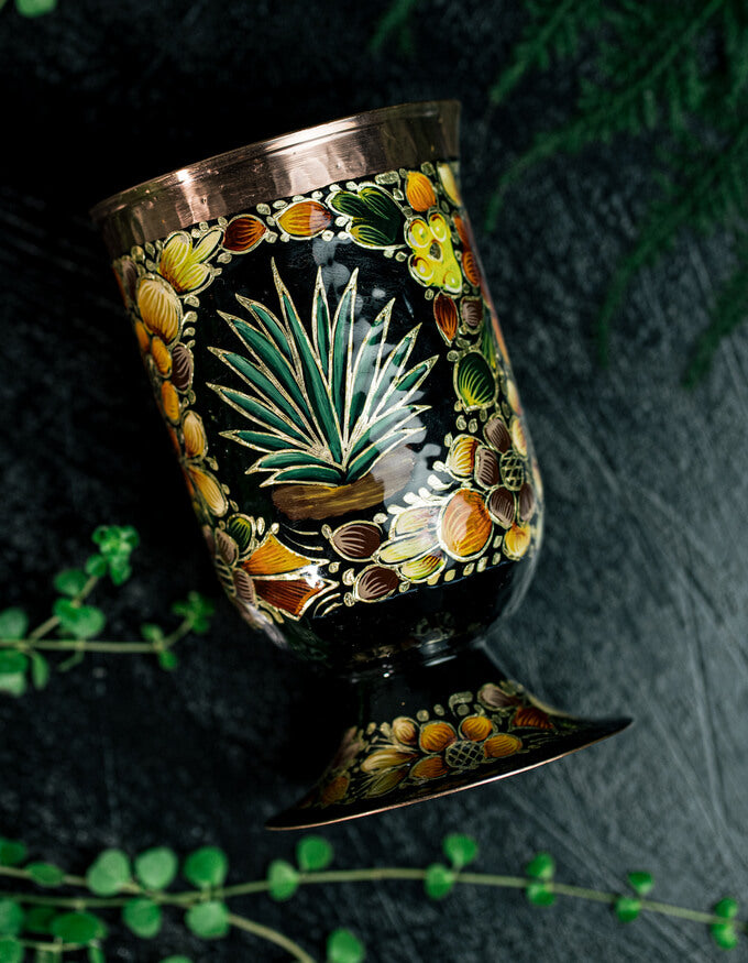 Mixing Glass Hand Painted Agave 067